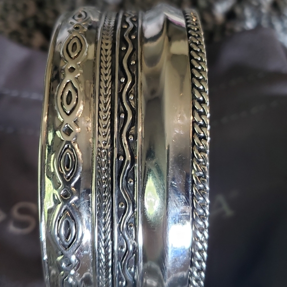 SOLD Silpada Sterling Silver Multi Pattern Wide Cuff B3424 - Picture 6 of 8
